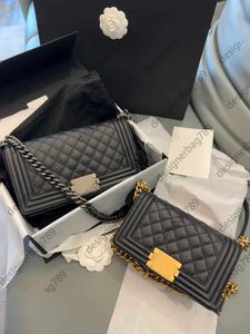 10A super Original quality boy 20cm mini womem chain shoulder bags caviar Lambskin leather designer bag fashion crossbody Flap handbag lady purse With box