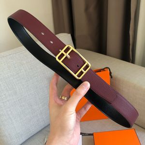 Luxury Mens Belt Woman äkta läderbälten mode nålspännebredd 3.2 cm storlek 100 cm-125 cm 6 färg vin röd grå kaffe brun blå svart reversibel midjeband