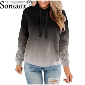 Kvinnors hoodies tröjor Vintermode hoodie kvinnlig elegant rutig fast färg vadderad tröja casual bomullsficka lös varm jacka kvinnors toppar 5xl T230828