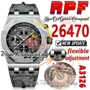 APF 26470 A3126自動クロノグラフメンズウォッチブラシ磨かれたベゼルダークグレーテクスチャダイヤルスーパーエディションTrustyTime001 Strap Exclusive Technology