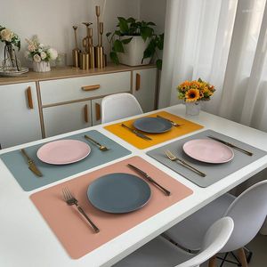 Masa Paspasları 43x30cm Western Çift Katmanlı Deri Mat Yalıtım Padü Su geçirmez çift yan placemat yemek odası el dekorasyonu