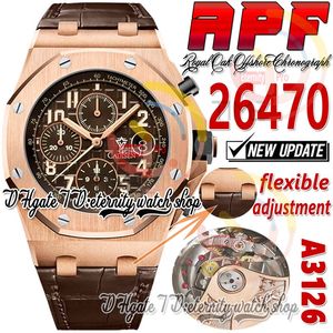 APF 42mm 2647 A3126 Automatic Chronograph Mens Watch Rose Gold steel Case Coffee Textured Dial Leather Super Edition eternity Watches Strap Exclusive Technology