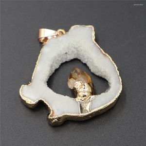 Pendant Necklaces 2pcs/lot Natural Stone Agate Fashion Pendants Irregular Quartz Crystal Onyx Charms DIY Jewelry Making Necklace Accessories
