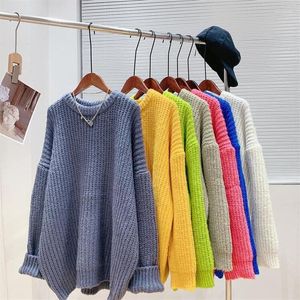 Women's Sweaters Candy Colors Sweater Women O Neck Lazy Oaf Pullover Solid Soft Warm Thick Winter Knitwear Tops Vintage Jumpers