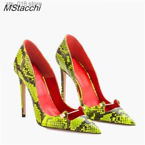 2024 hot Green Women Skin Fluorescent For Snake Pumps Dress Very High Heel Shoes Woman Summer Pointed Toe Party Stiletto Sandals T230828 722