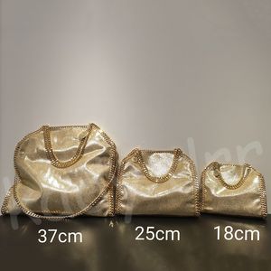 Stella McCartney Falabella TOTE Bag Maxi Fold Over Totes Diamond Cut Sain Gold Recycled Dwie najlepsze uchwyty Luksusowe designerskie torebki Crossbody na ramię3