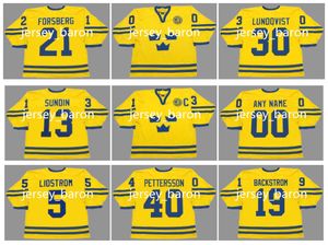 Mats Sundin Henrik Lundqvist 2002 Team Sverige Throwback Hockey Jerseys Henrik Zetterberg Nicklas Lidström Elias Pettersson Peter Forsberg Yellow S-4XL