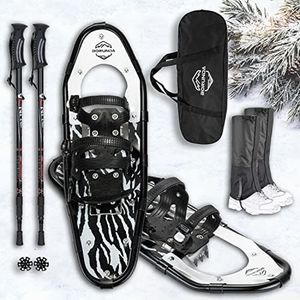 Radkappen, Masken, leichtes Gelände-Schneeschuh-Set für Männer, Frauen, Jugendliche, Kinder, leichte Schneeschuhe aus Aluminiumlegierung mit Trekkingstöcken W 230828