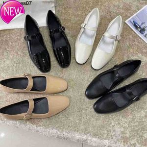 The Row Shoes Damski Pasek Francuski Mary Jane Buty Flat Condytual Single Black White's Buty