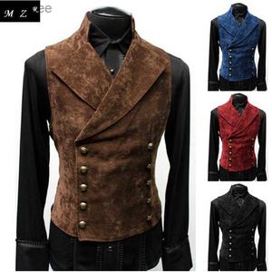 Mäns dubbelbröst gotisk steampunk sammet stativ krage medeltida viktoriansk svart scen cosplay prom klänning stor storlek s-5xl hkd230828