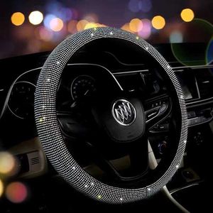 Steering Wheel Covers Car steering wheel set with diamond summer elastic no inner ring full drill hot drill car interior handle set T230828