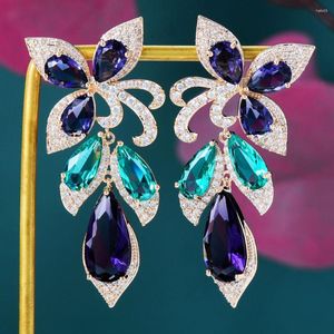 Dangle Earrings Godki 54mm春のマルチカラーバタフライイヤリング