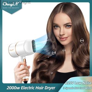 CkeyiN 2000W Electric Hair Dryer Low Noise Blow Dryer Mini Size Household Hairdryer with Air Collecting Nozzle 3 Wind Speed 220V Q230828