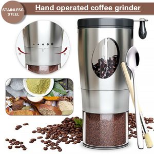 Manual Coffee Grinders Professional Espresso Hand Crank Grinder Stainless Steel Beans Masher 230828