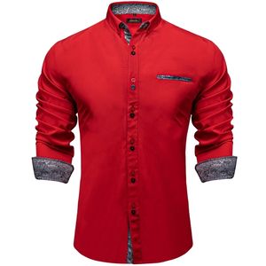 Camicie eleganti da uomo Designer di lusso Camicia rossa Cotone Poliestere Cuciture a contrasto Camicette casual sociali Abbigliamento uomo per la festa 230826