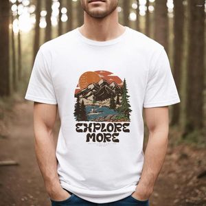 Herren-T-Shirts, Strand, Reisen, lässiges T-Shirt, bedruckte Kleidung, modisches Cartoon-Camping-Sommermuster, Baumwoll-Top.