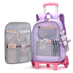 Mochilas bonito meninas roda sacos de escola crianças escola primária trole mochila mochila crianças saco de livro princesa mochila infantil 230826