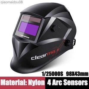 Skyddskläder Professionell Skyddssvetshjälm automatiskt Darking Solring Mask True Color Welder Cap 4 Arc Sensor för Tig MMA MMA HKD230826