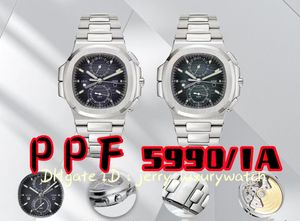 PPF / ZF 5990 / 1A Nautilus, podwójna strefa czasowa Chronograf Luksusowy zegarek męski 40 mm, CH28-520 C Ruch FUS, ruch składa się z 370 części, 34 klejnotów, Bilans żyroskopu, 28800Vph