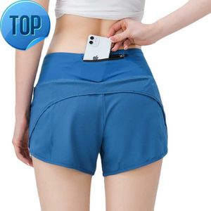 Lu-17 kvinnor sport heta heta shorts avslappnad fitness yoga leggings lady flicka träning gym underkläder löpning fitness med blixtlåsficka på