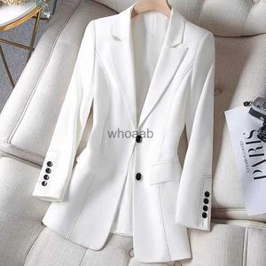 Nuova primavera autunno giacca moda femminile casual giacca ufficio professionale abbigliamento donna monopetto nero bianco cappotto HKD230825