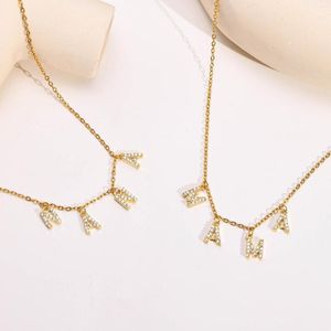 Colares de pingente minimalista chique colar cúbico zircônia letras colar feminino mama nana em correntes de aço inoxidável jóias