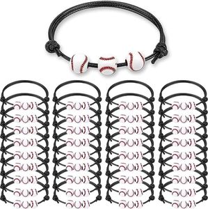 Titan-Sportzubehör, 30 Stück, Ball-Armband, Sport-Partygeschenke, Sport-Charm-Armbänder, Schmuck, Sport, verstellbare geflochtene Seil-Armbänder für Teenager, Jungen und Mädchen