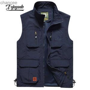 FOJAGANTO Men Mesh Vest Multi Pocket Quick Dry Fishing Sleeveless Jacket Reporter Loose Outdoor Casual Thin Vests Waistcoat Male HKD230828