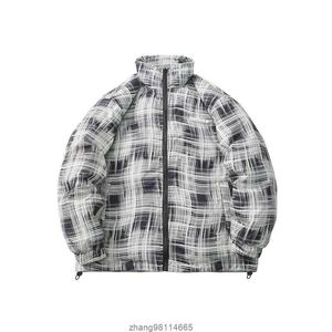 Chaoke Haruku 22 Inverno China-Chica Juventude Plaid Stand Collar Collar Men's Loose Oversize Duck Down Jacket