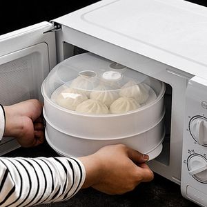 Double Boilers Multi-layer Round Plastic Steamer Multifunctional Egg Large Capacity Microwave Heating Kitchen Cookware