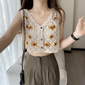 Women's Jackets VEST FEMALE SUMMER THIN STYLE SLEEVELESS HOLLOWED OUT SMOCK WOMEN OUTSIDE WEAR KNITTED