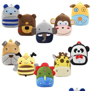 Mochilas crianças pelúcia animal dinossauro filhote de cachorro panda moneky urso elefante girafa 30 projetos zoológico 3d ombros mochila jardim de infância dhayn