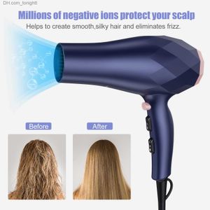 Secador de cabelo profissional Secadores de cabelo de íon negativo 2 velocidades 2200W Secador rápido de baixo ruído com difusor concentrador pente Q230828