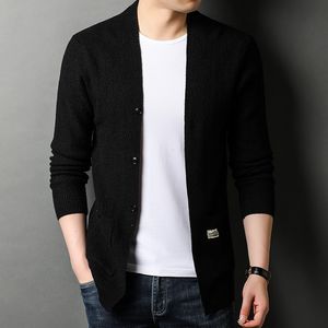 Men's Sweaters 2023 Sweater Spring and Autumn Street Clothing Korean Fashion Jacket Warm Cardigan Pocket Grey Black 230826