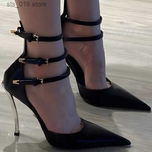 Sandali vestiti con tacco poco profondo scarpe comode per donne tacchi neri in pizzo su ragazze puntate a stiletto ad alta chaussure fem 752d