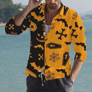 Männer Casual Hemden Halloween Männer Mode Hemd Langarm Hawaiian Kuba Strand Bluse Kleidung Männlich Camisas