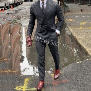 Мужские костюмы Blazers с двойной грудью Slim Fit Suit Men Свадьба 2 шва