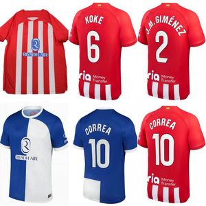 2023/24 Madrids Soccer Jersey 2024 Atletico #7 Griezmann Memphis Koke Correa Carrasco Uniform Lemar Saul R.De Paul M.llorente Molina J.M. Gimenez Football Shirt Kids Kit