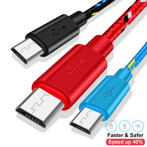 Micro-USB-Kabel, 1 m/2 m/3 m, Daten-Synchronisierungs-USB-Ladekabel für Samsung, Huawei, Xiaomi, HTC, Android-Telefon, Nylon-geflochtene Micro-USB-Kabel