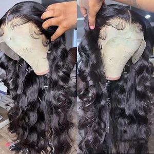 360フルヒューマンヘアプリュームブラジルの13x6 HDウィッグ34 36インチボディウェーブレースフロントウィッグ女性のためのフロントウィッグ