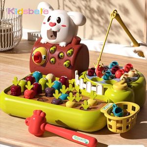 Dekompressionsleksak 4 i 1 Baby Montessori Toys Toddler Fishing Whac-A-Mole Pull Matrosmatning Lärande Utbildningsleksaker för babygåvor 230826