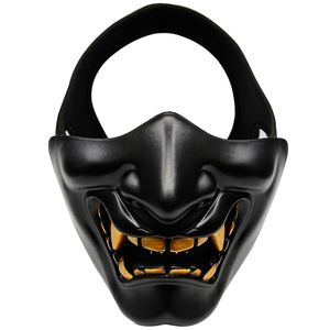 Máscaras de festa Halloween Costume Cosplay Half Face Evil Demon Careta Kabuki Samurai Prajna Hannya Oni Máscara Tática