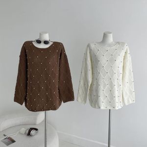여성 스웨터 캐주얼 통근 긴팔 니트 스웨터 여성 한국 패션 헐렁한 가을과 겨울 미학적 풀오버