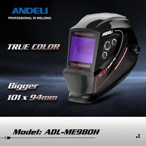 Indumenti protettivi Casco per saldatura ANDELI ADL-ME980H Vista ampia Maschera per saldatura oscurante automatica a energia solare True Color per saldatura ad arco TIG MIG con molatura HKD230825