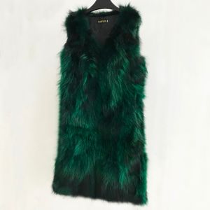 Womens Fur Faux Festival Women Real Coat Long V Neck Sexy Gilet Factory Natural Raccoon Vest Classical Drop Jacket WSR436 230828