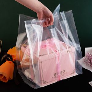 Gift Wrap 50pcs Frosted Transparent Portable Stand Plastic Baking 4" 6" 8" 10" Cake Bread Dessert Food Packaging Takeaway Bags 230828