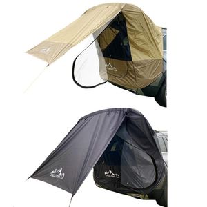 Tält och skyddsbilar Bilstam Tält Auto Awning Waterproof SUV Svans Portable Sleep Bed Shade för camping Självkörning Travel 230826