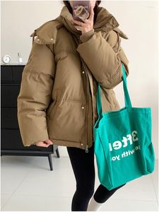 Trench da donna Cappotto corto in cotone imbottito da donna Cappotto invernale spesso imbottito in piumino 2023 Stile coreano Con cappuccio Harajuku Parka Mujer Outwear