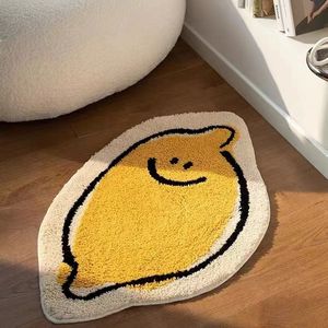 Halı Limon Banyo Mat Tufting Karikatür Meyve Meyvesi Bathmat Yumuşak Halı Kabarık Zemin Güvenlik Pad Ev Odası Dekor 230828