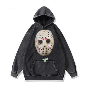 2023 Halloween New American Washed Old Letter Printing Sweter z kapturem dla mężczyzn i kobiet ulicy Hip Hop Fashion para bluza z kapturem